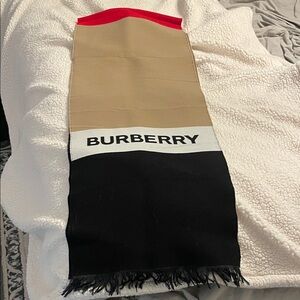 Burberry Beige and Black Logo Scarf